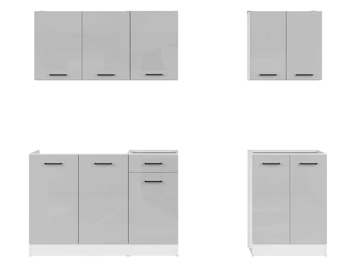 Conjunto de cocina Junona Line A 180 cm gris claro brillo sin encimera