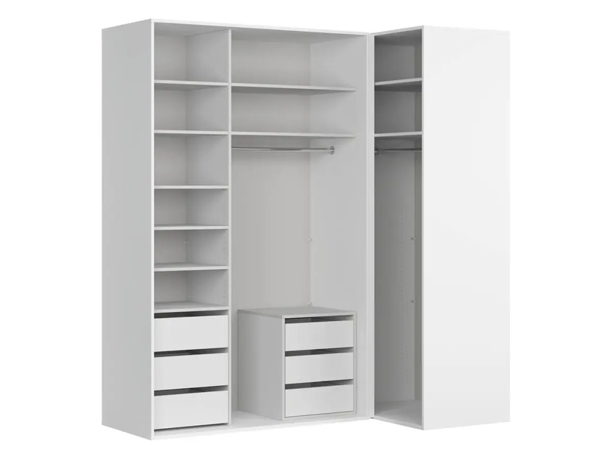 Armario modular Flex 220x116 cm esquinero con espejo blanco brillo