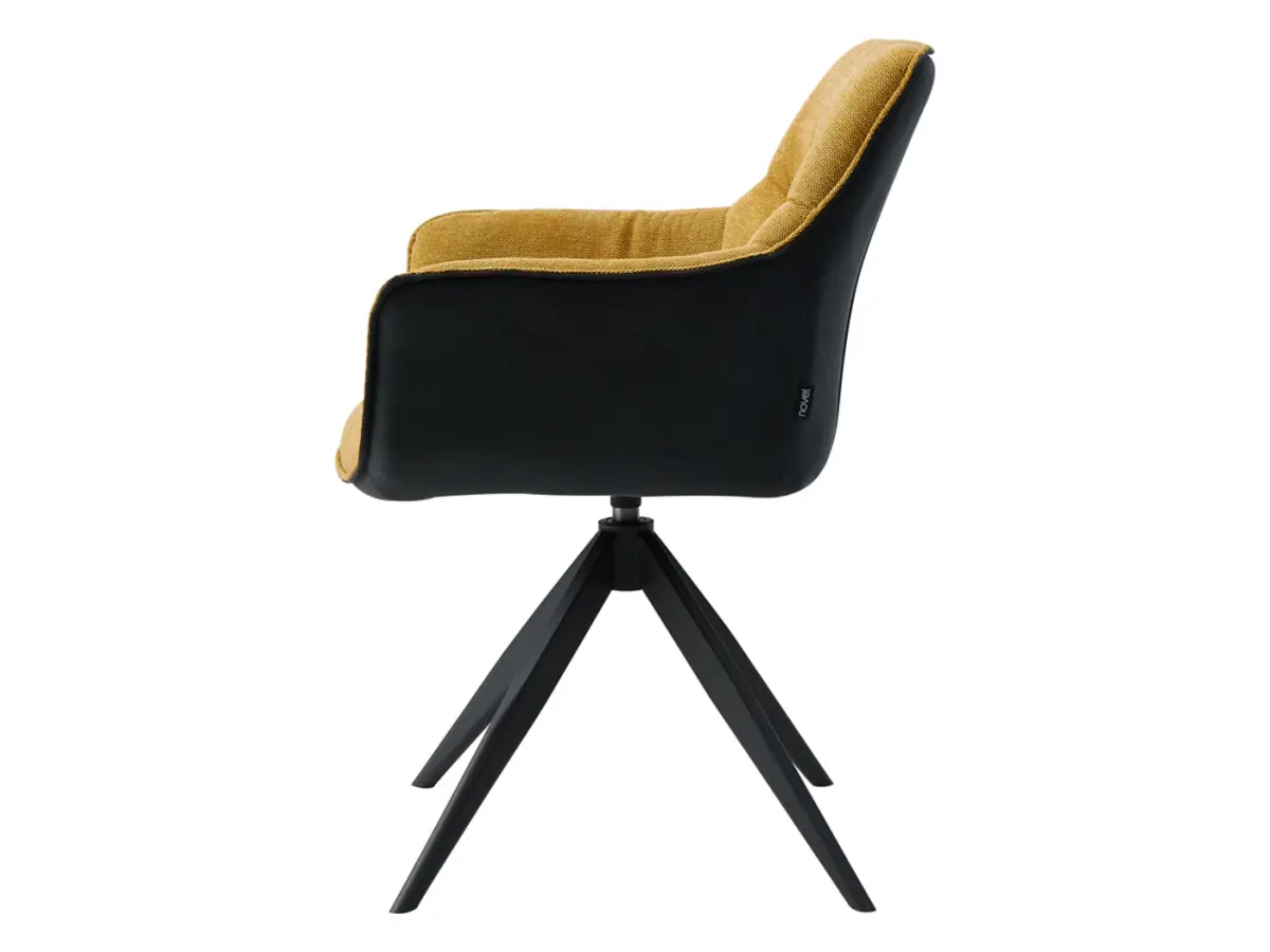 Silla tapizada Akita giratoria amarillo-negro