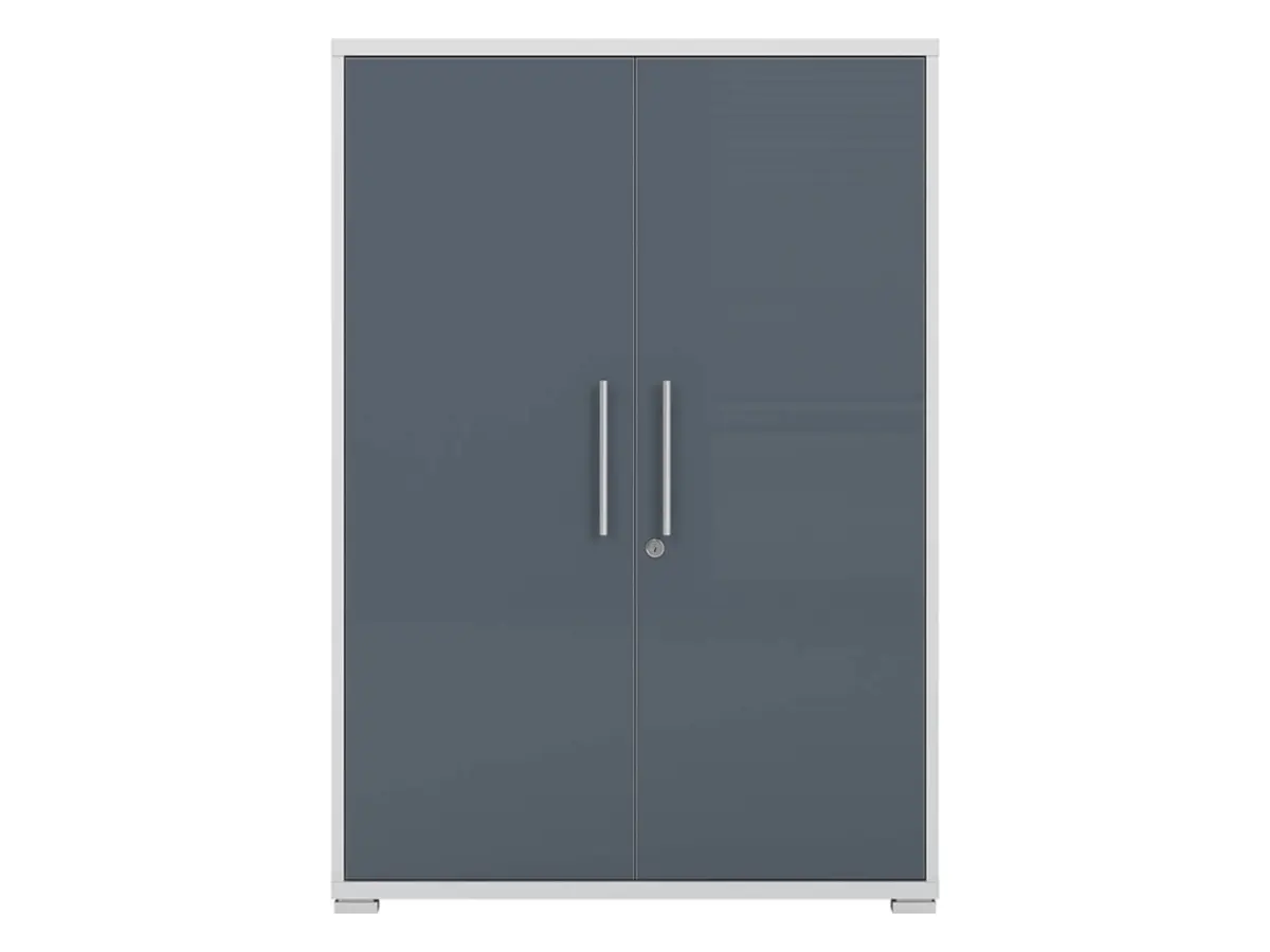 Armario Office Lux 79 cm de dos puertas con llave gris claro/grafito cristal