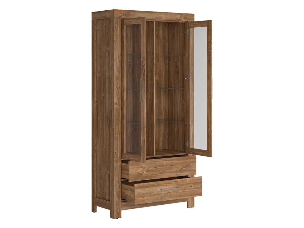 Vitrina Gent 98 cm con 2 puertas y 2 cajones roble stirling