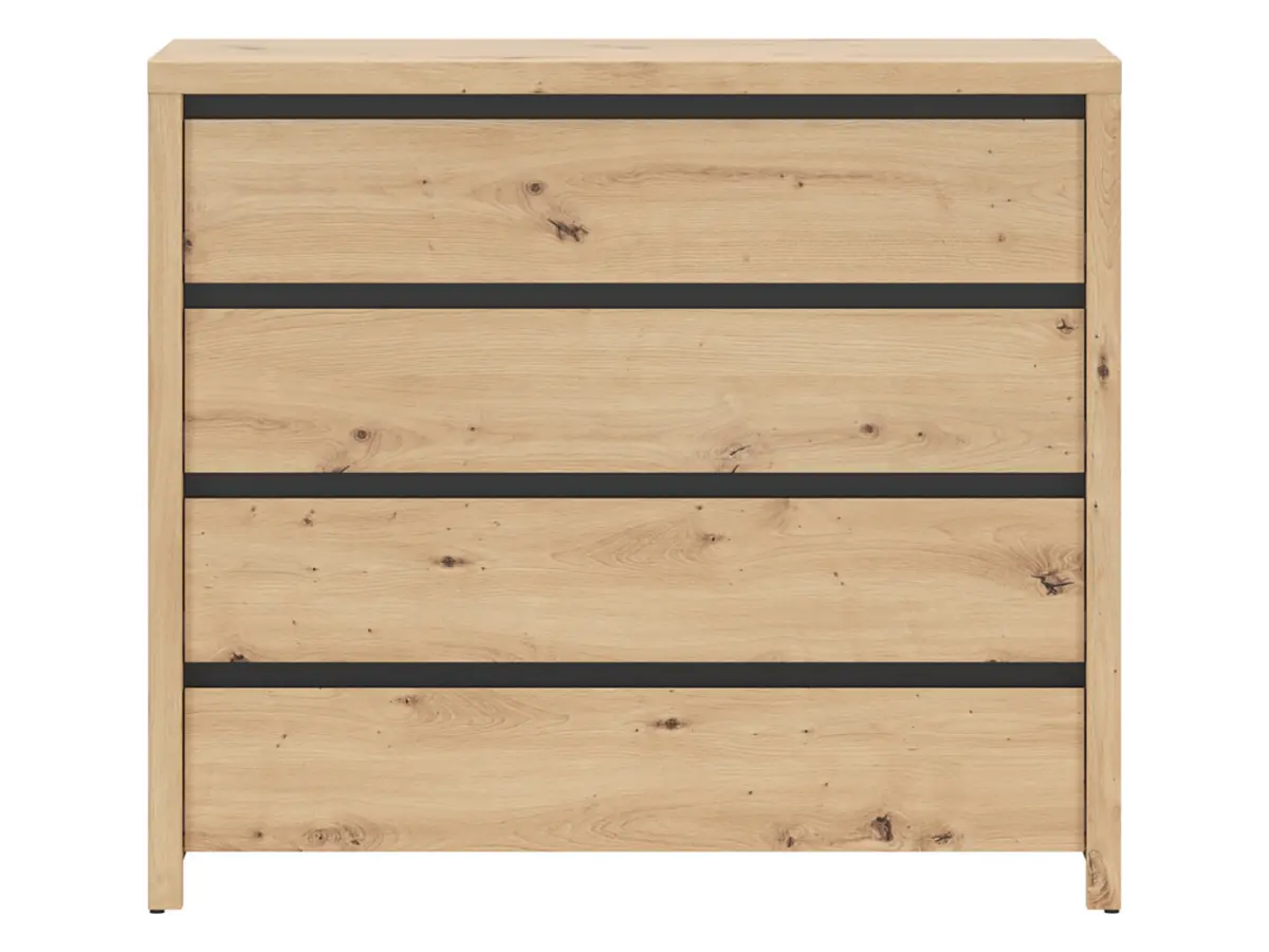 Cómoda Larios 105 cm con 4 cajones roble artisan/negro