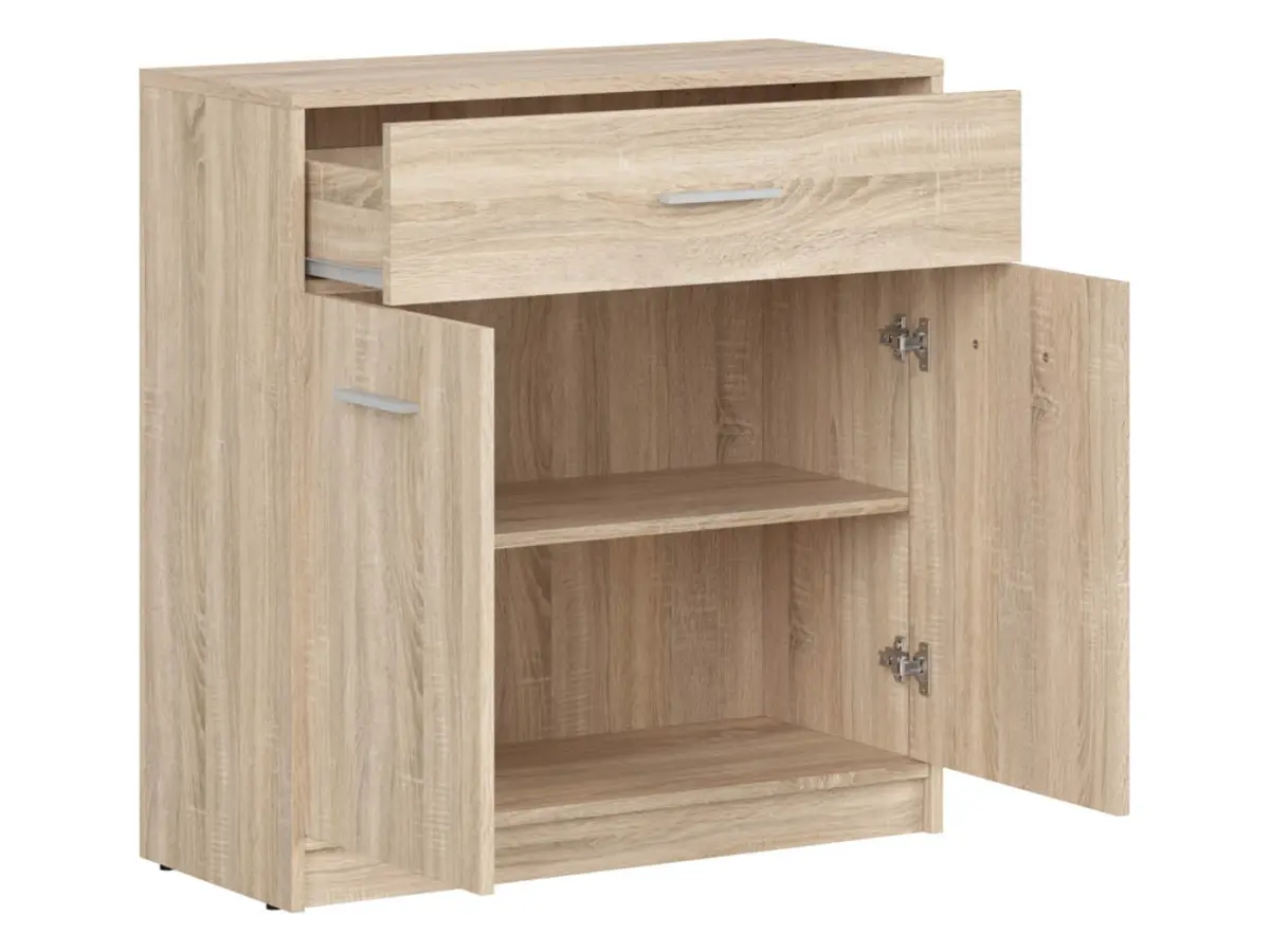 Cómoda Nepo Plus 80 cm con 2 puertas y un cajón roble sonoma