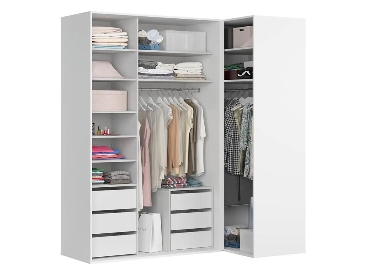 Armario modular Flex 220x116 cm esquinero con espejo blanco brillo