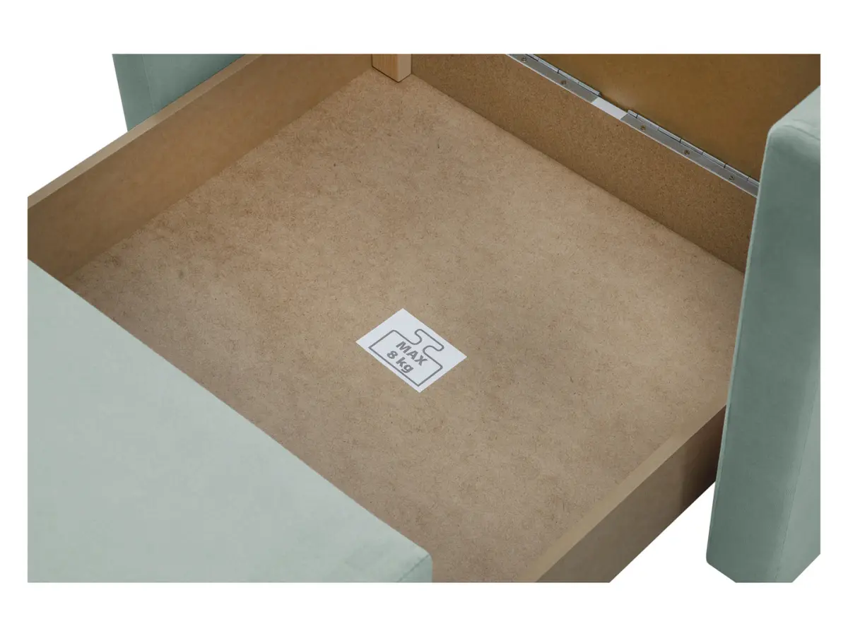 Sofá cama individual Bunio con arcón verde