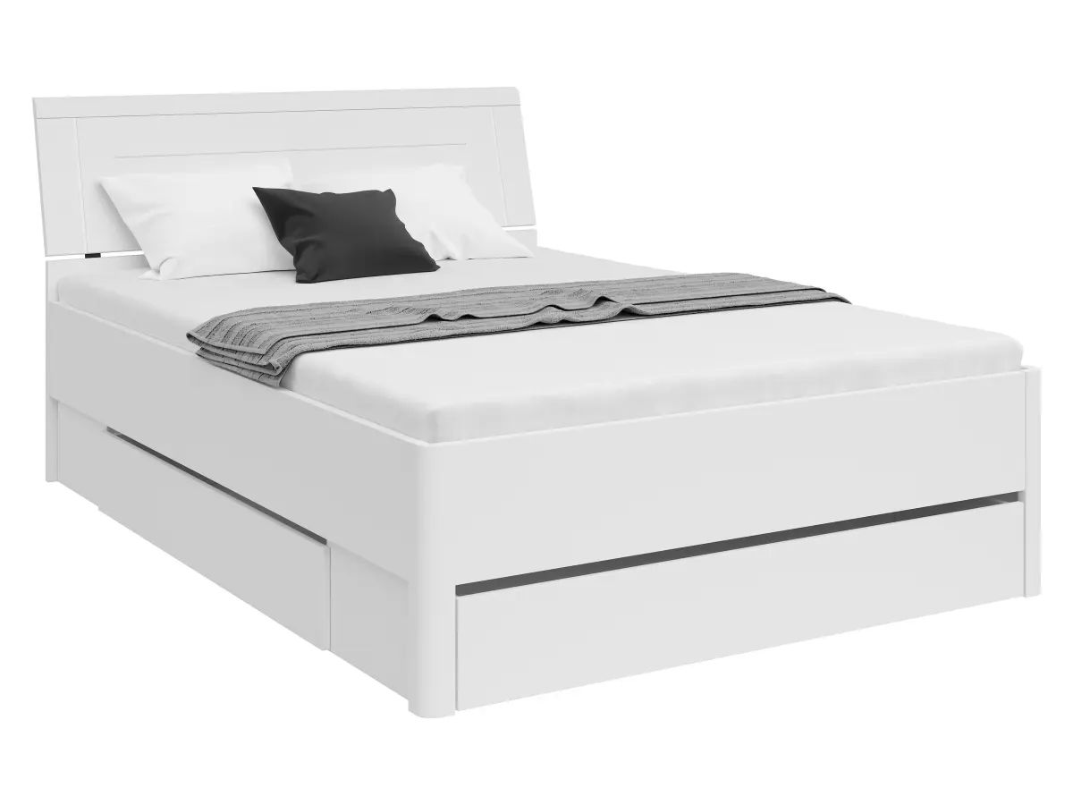 Łóżko Saturn 140x200 z 3 szufladami białe