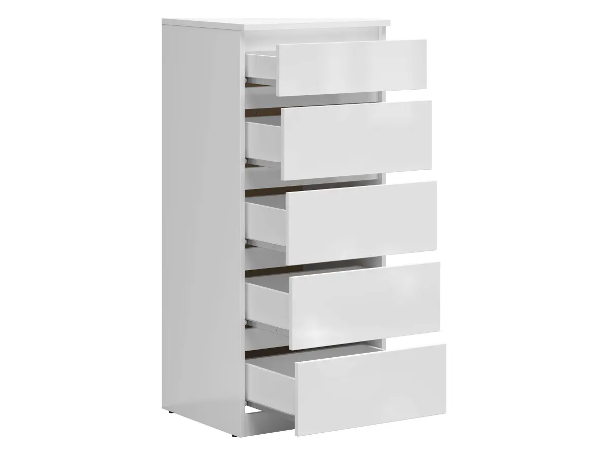 Cómoda Tetrix 50 cm con 5 cajones blanco brillo