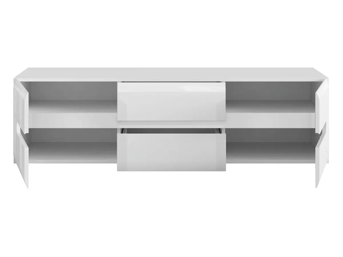 Mueble RTV Azteca Trio 150 cm con 2 puertas y 2 cajones blanco brillo