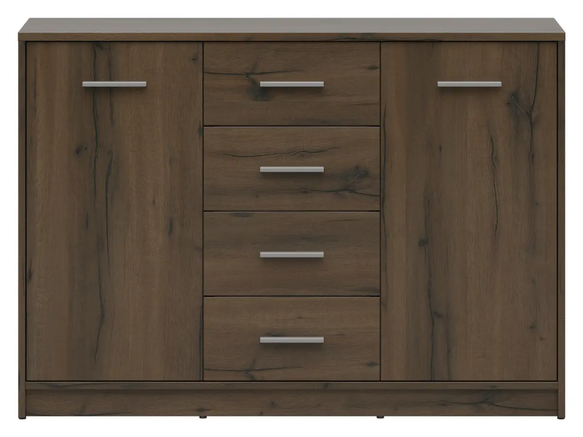 Cómoda Nepo Plus 119 cm con 2 puertas y 4 cajones roble noble