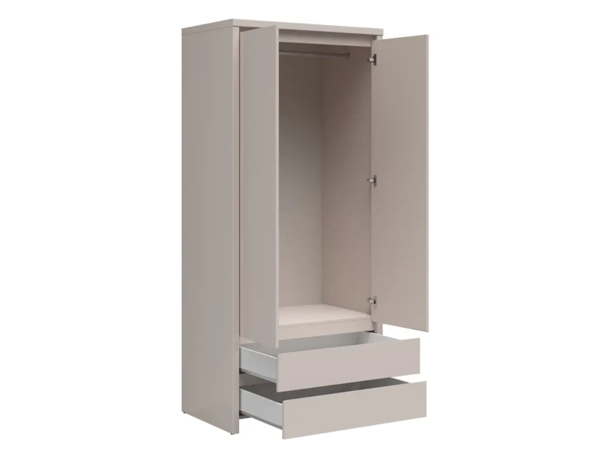 Armario de dos puertas Kaspian 90 cm con 2 cajones cachemira