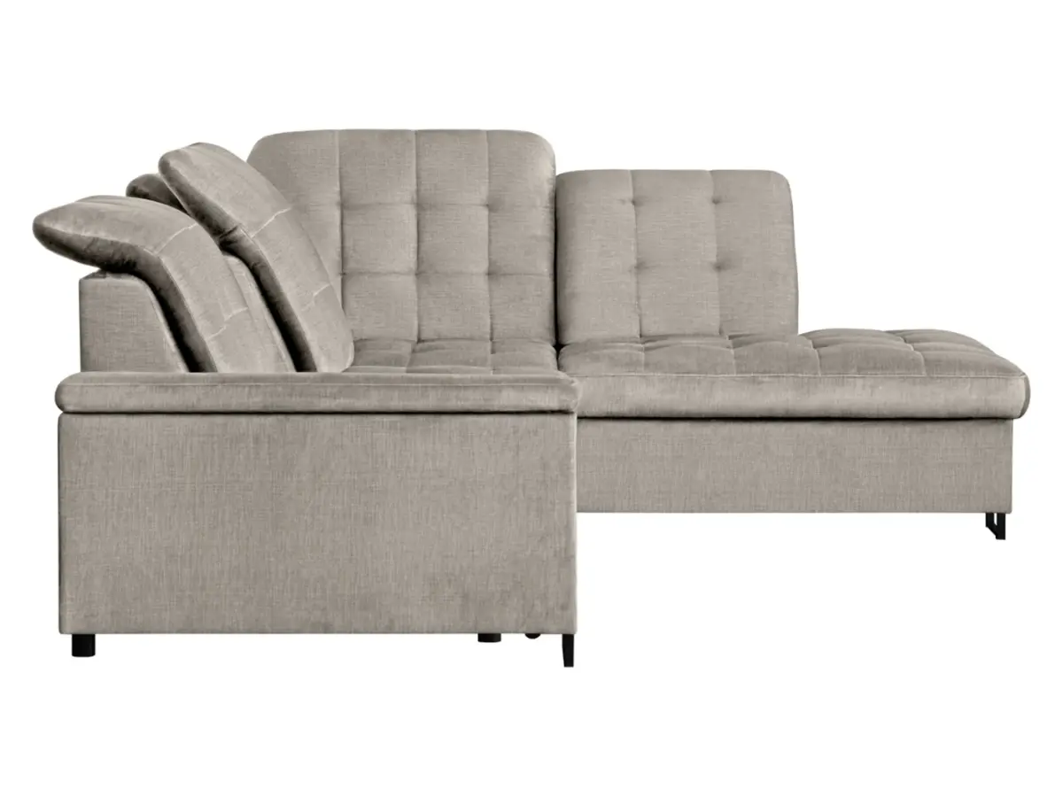 Sofá rinconera derecha Aragon convertible con reposacabezas y asiento regulables beige