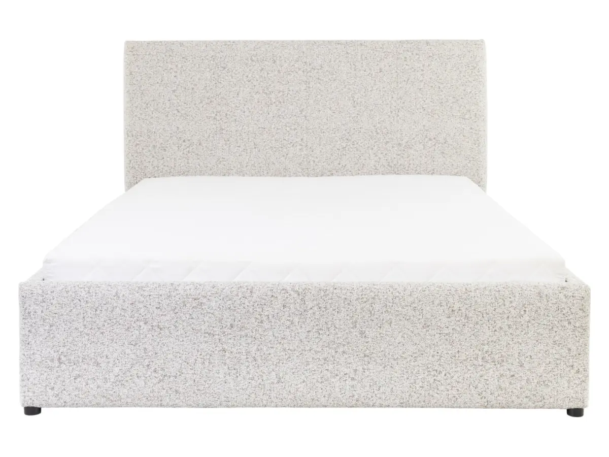 Cama tapizada Tripo 160x200 con somier y arcón beige