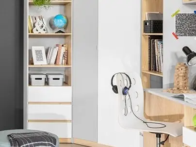 Armario de esquina Nandu 93x93 cm gris claro/roble polaco/blanco brillo