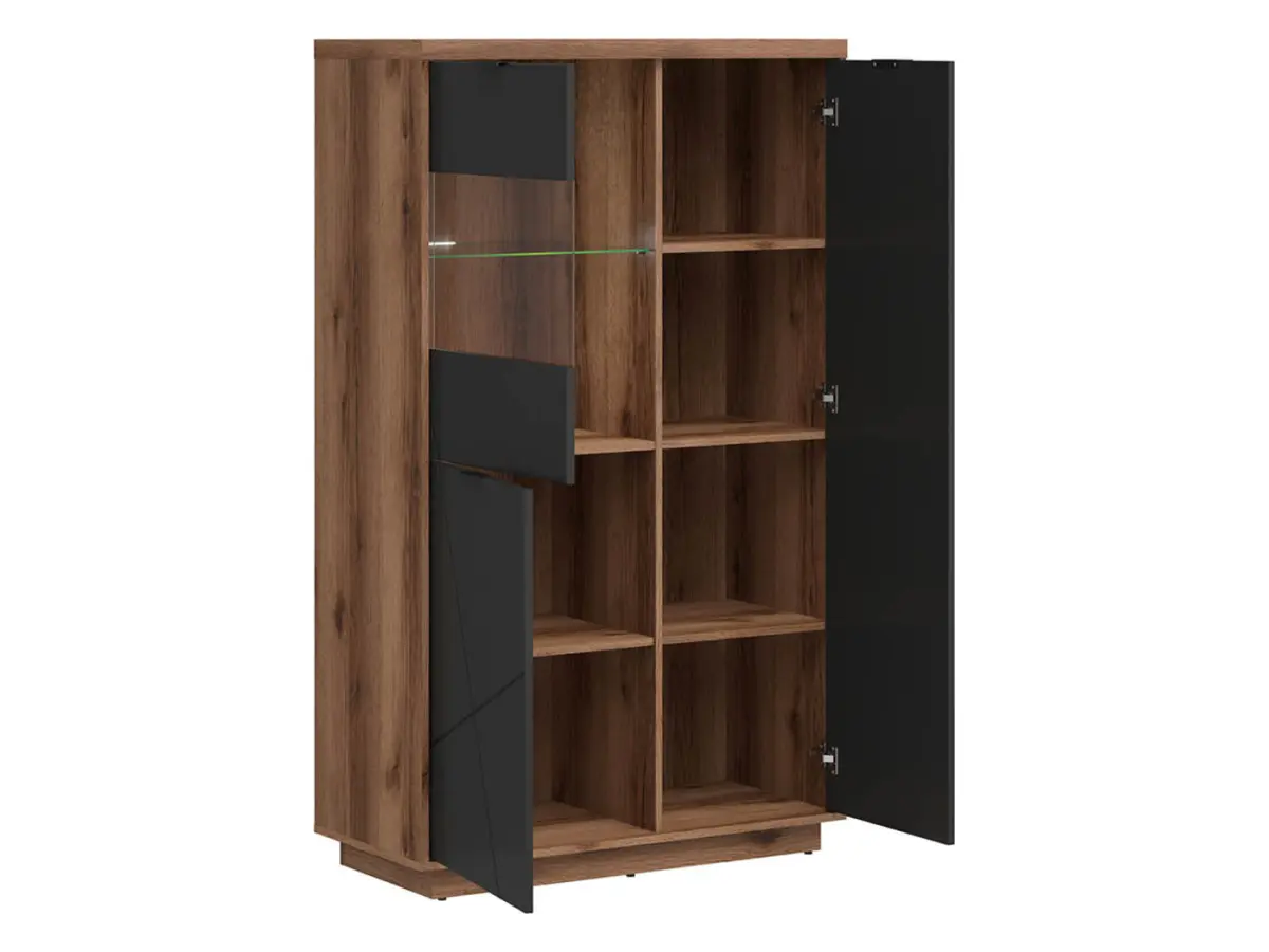 Vitrina Forn 94 cm con 3 puertas roble delano oscuro/negro mate