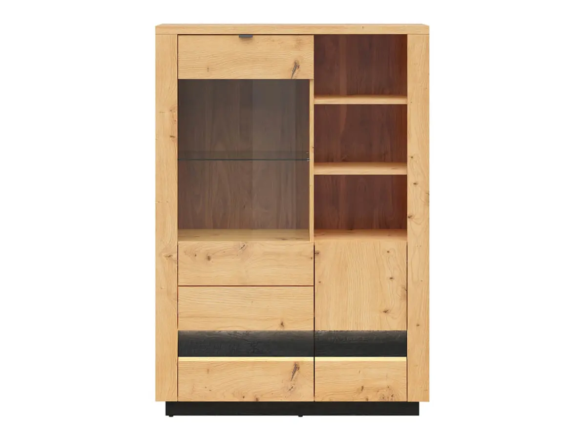 Vitrina Ostia 101 cm con 2 puertas y 2 cajones roble artisan