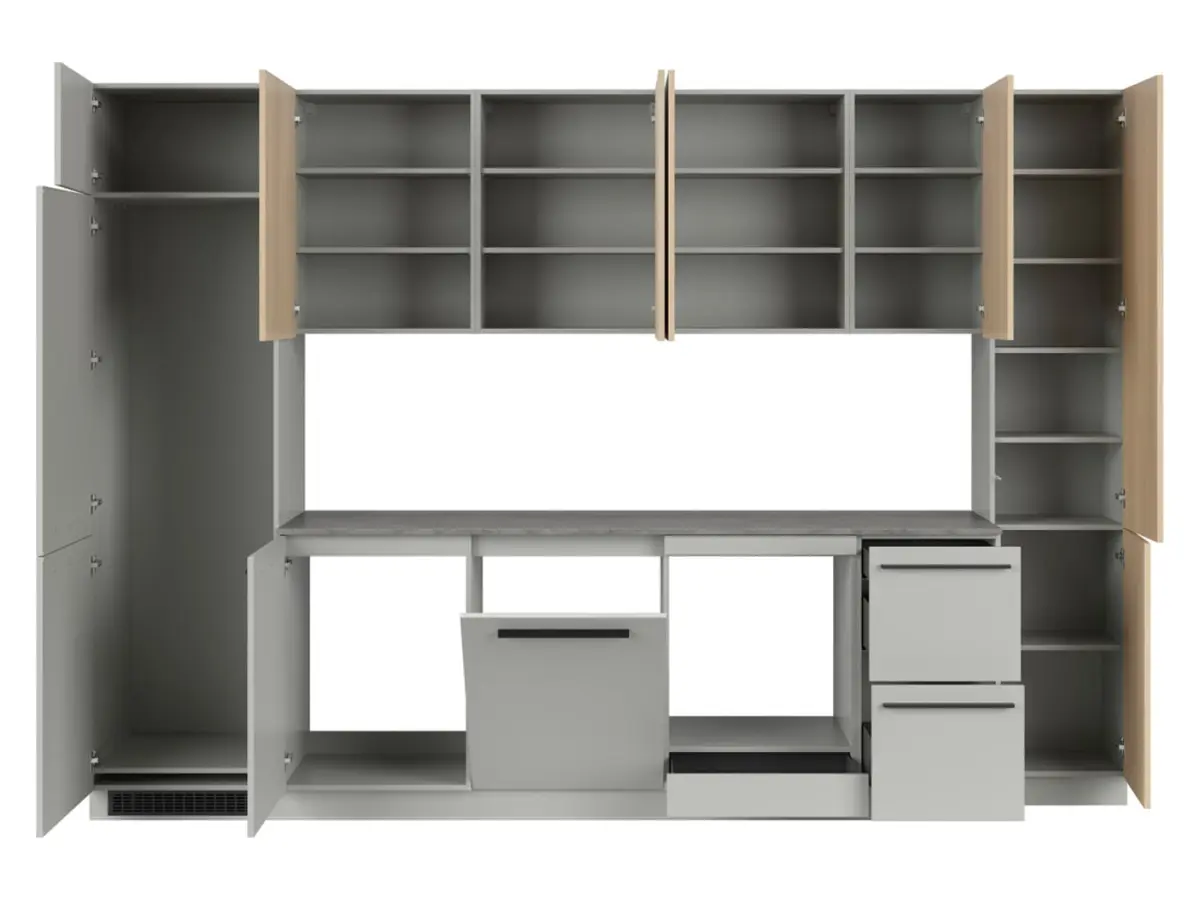 Conjunto de cocina Milino Medium B 332 cm gris/roble con encimera