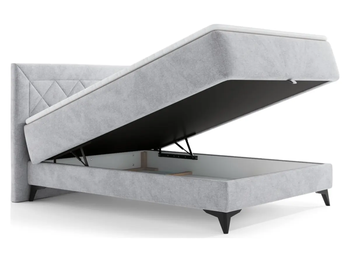 Cama continental Zalea 120x200 con contenedor gris