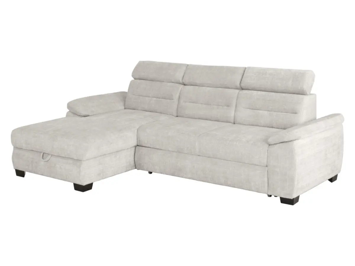Sofá rinconera izquierda Aguda convertible con arcón beige