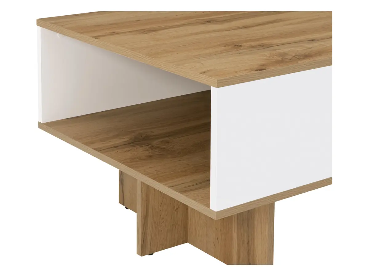 Coffee table Zele 120x60 with shelf wotan oak/white gloss