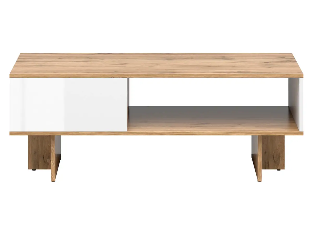 Coffee table Zele 120x60 with shelf wotan oak/white gloss