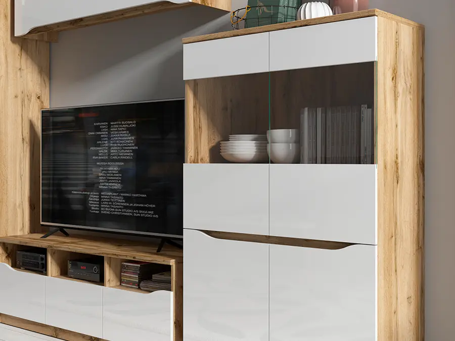 Mueble RTV Nuis 135 cm con 3 cajones roble wotan