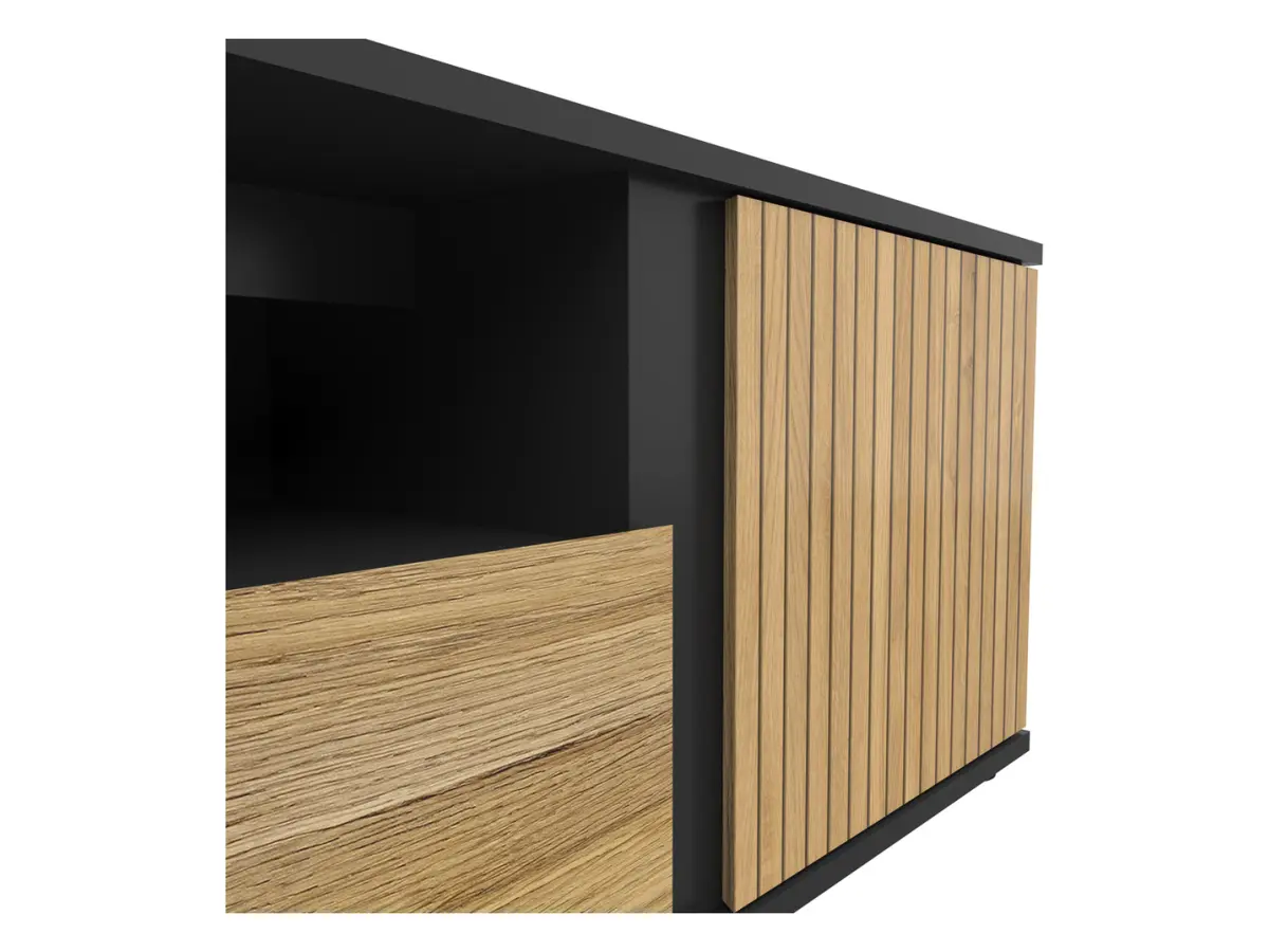 Mueble RTV Luen 155 cm con puertas y cajón roble tegola/roble mauvella