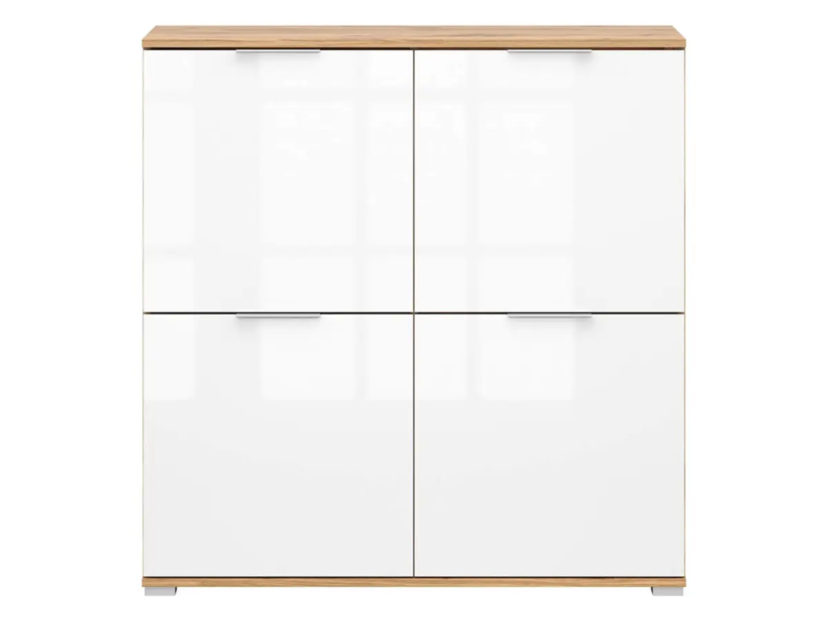 Armario Zele 104 cm de cuatro puertas roble wotan/blanco brillo