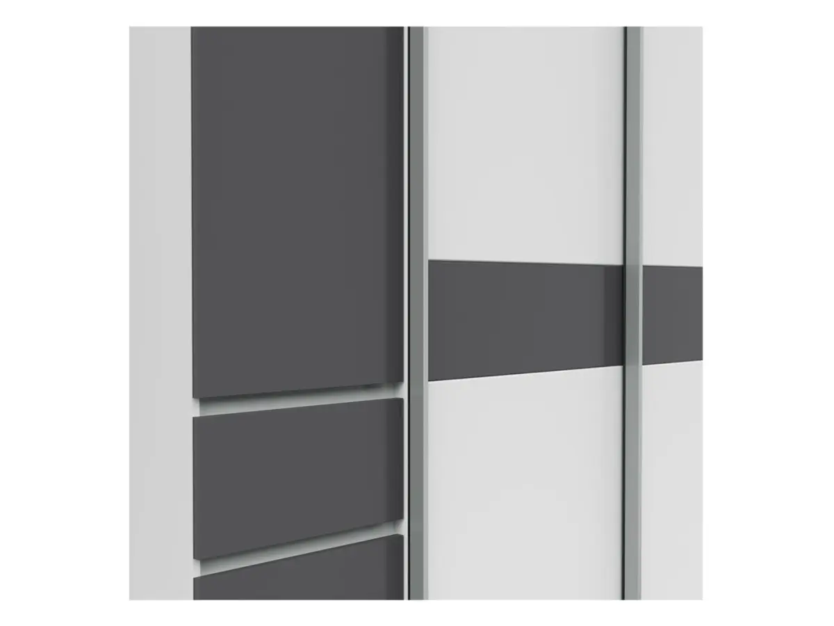 Armario de puertas correderas Fabio 215 cm con cajones blanco/grafito