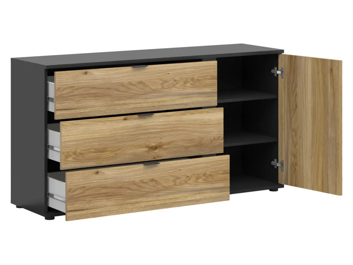 Комод Luen 143 см с дверцами и 3 ящиками дуб тегола/дуб маувелла