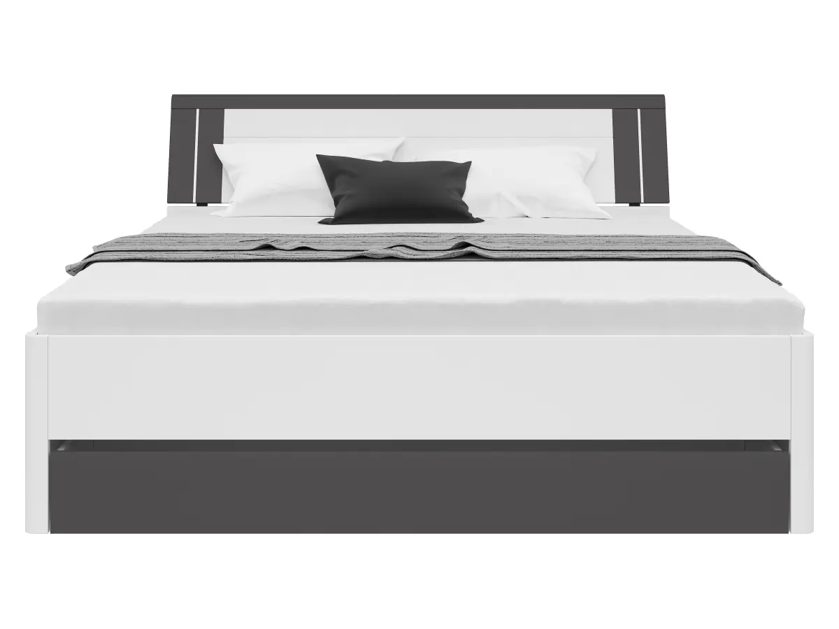 Ліжко Saturn 180x200 з 3 шухлядами білий/графіт