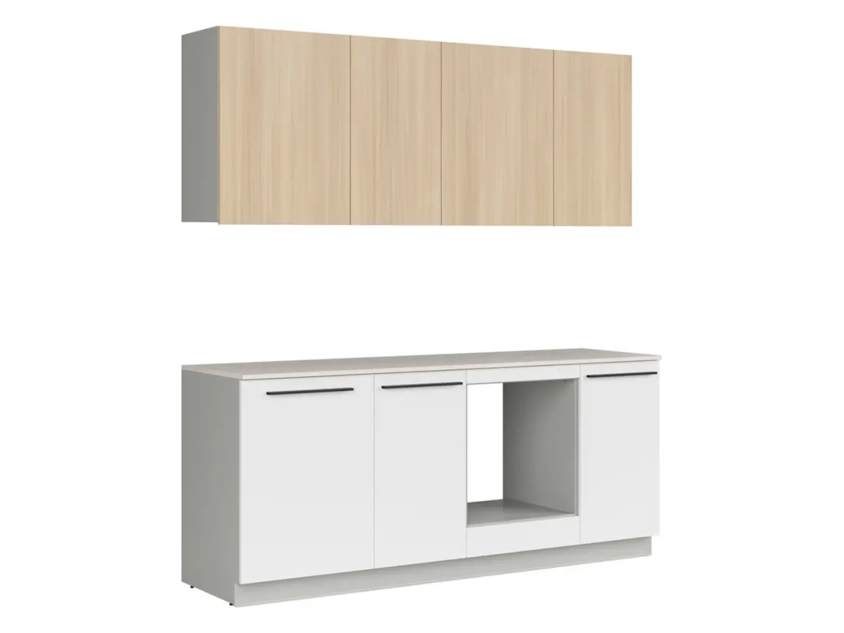 Kitchen set Milino Small 210 cm white/oak with worktop