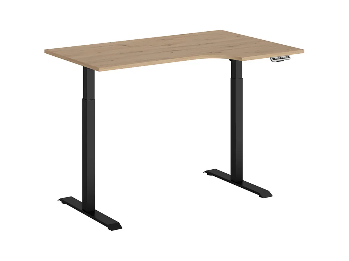 Escritorio de esquina con regulación eléctrica Space Office 140 cm derecho roble artisan