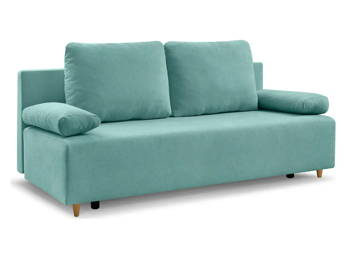 Sofá de tres plazas Sun con función de dormir y contenedor menta