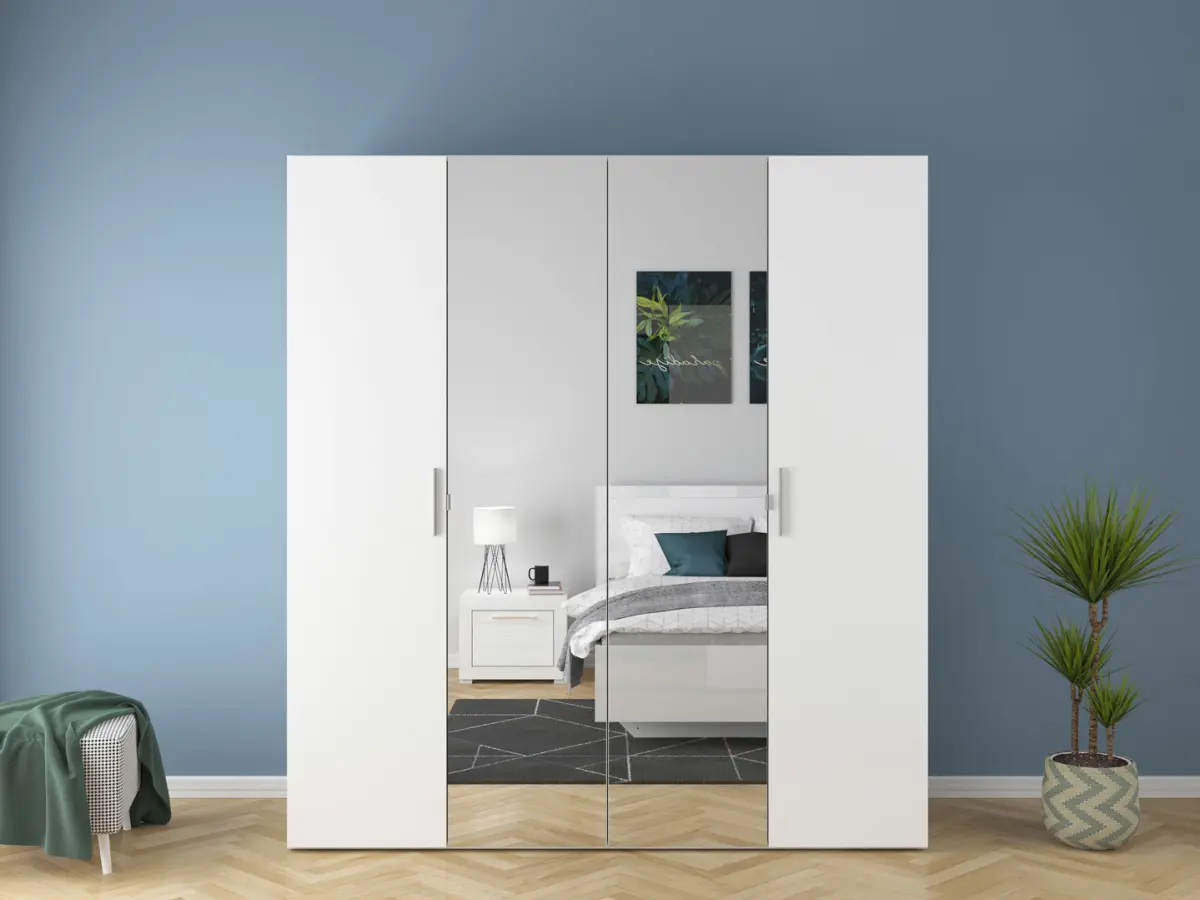 Armario modular Flex 200 cm con puertas y espejo blanco brillo