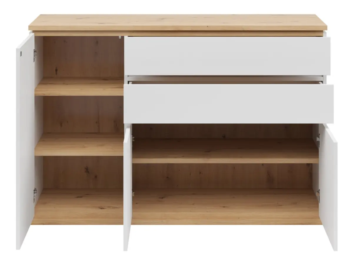 Cómoda Yamael 139 cm con 3 puertas y 2 cajones blanca