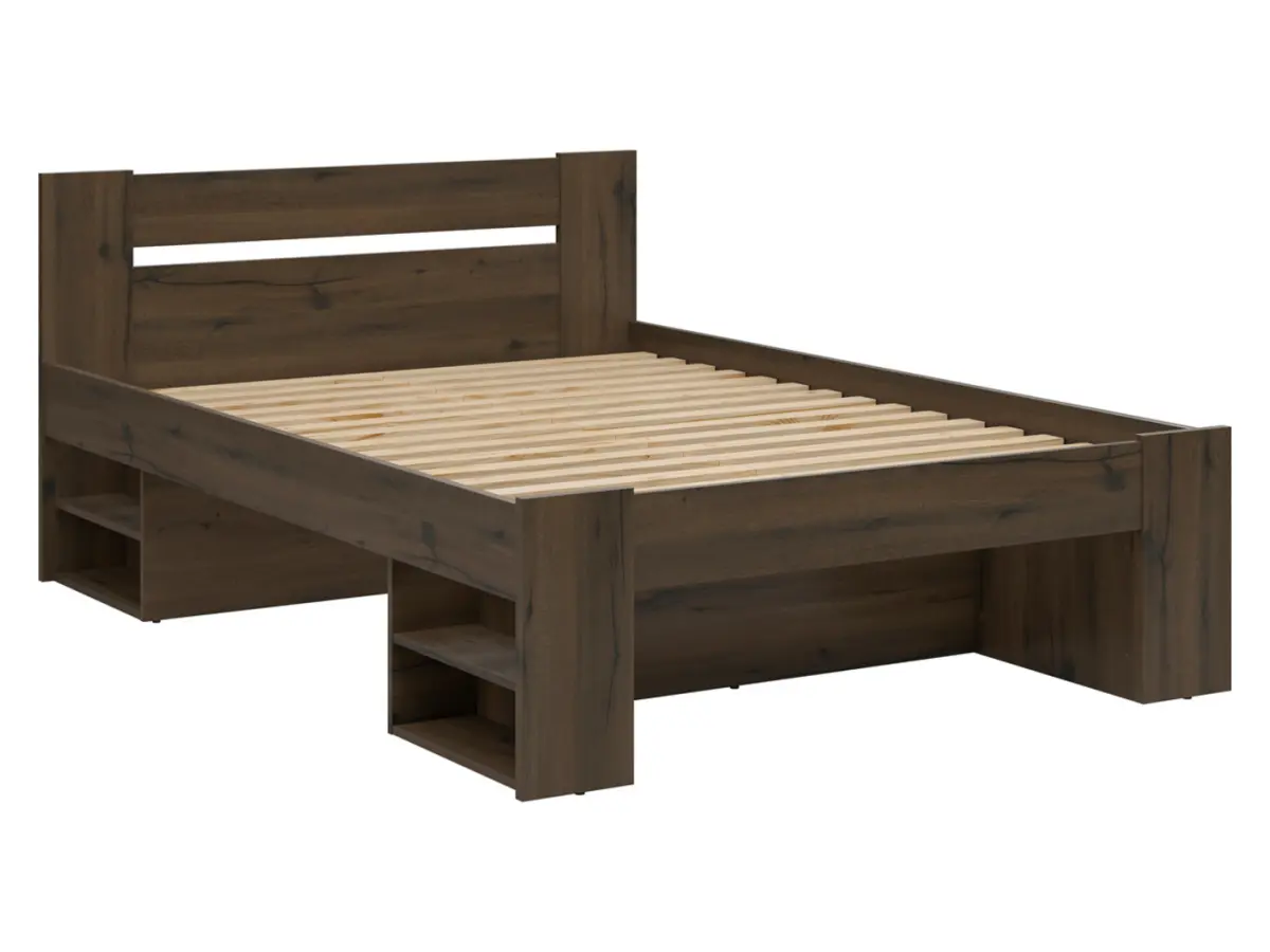 Conjunto de cama Nepo Plus roble noble con somier y colchón Ceres 140x200