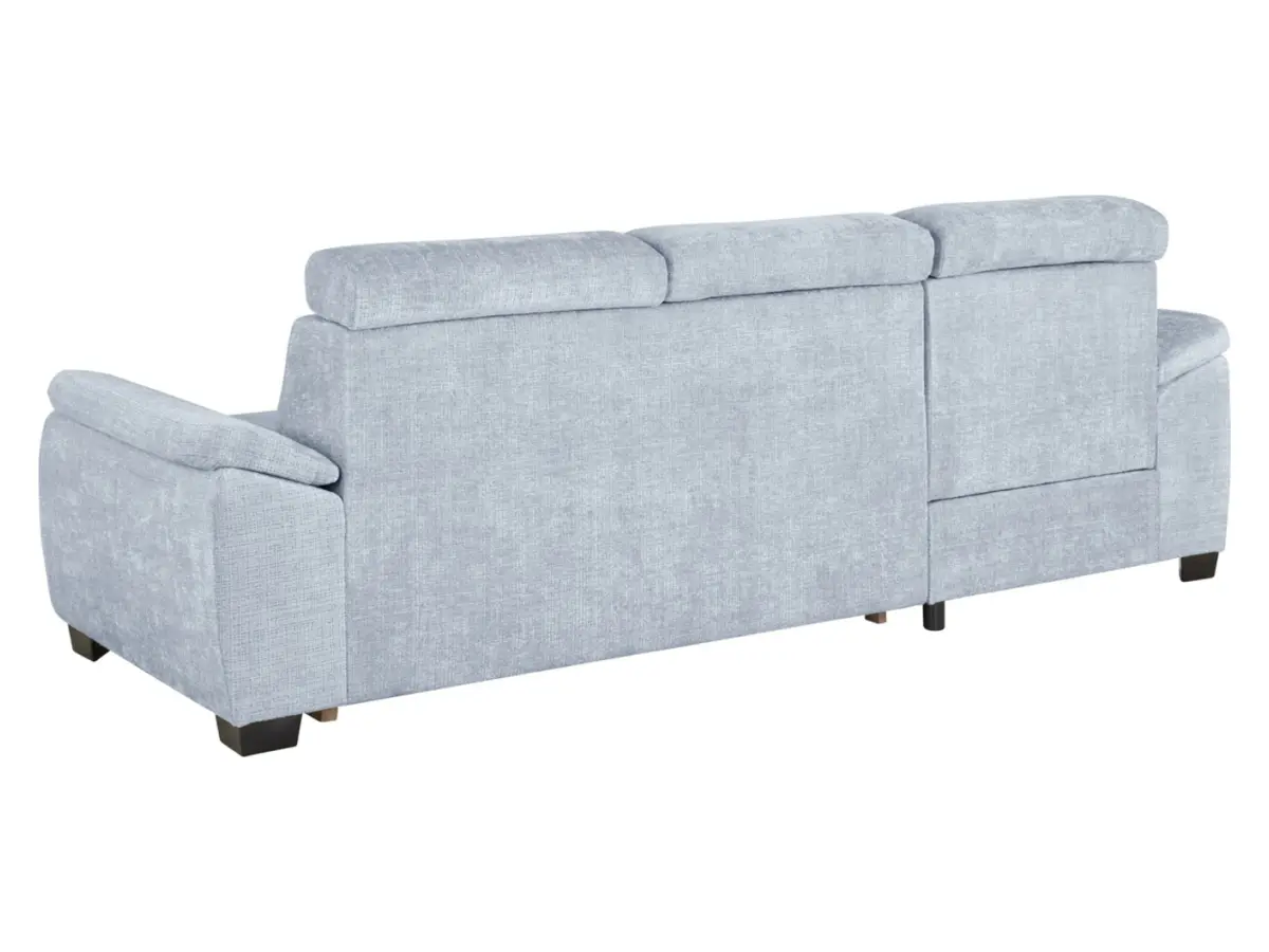 Sofá rinconera izquierdo Aguda convertible con arcón azul