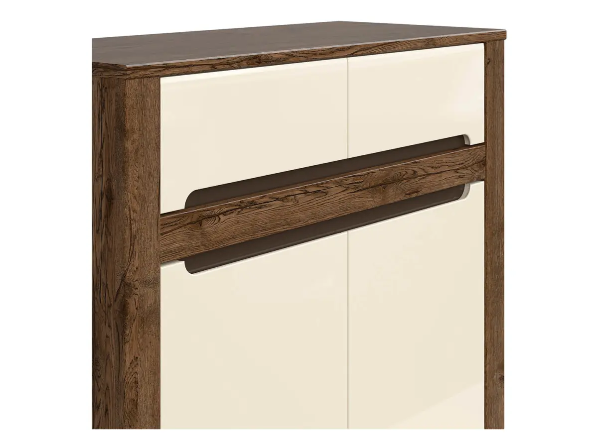 Cómoda Ruso 104 cm con 2 puertas y 2 cajones roble april/brillo perlado