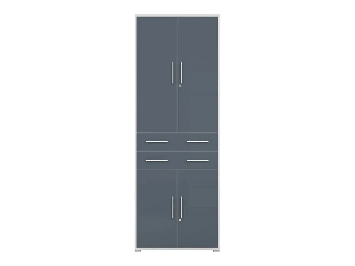 Estantería Office Lux 79 cm con 4 puertas y 2 cajones gris claro