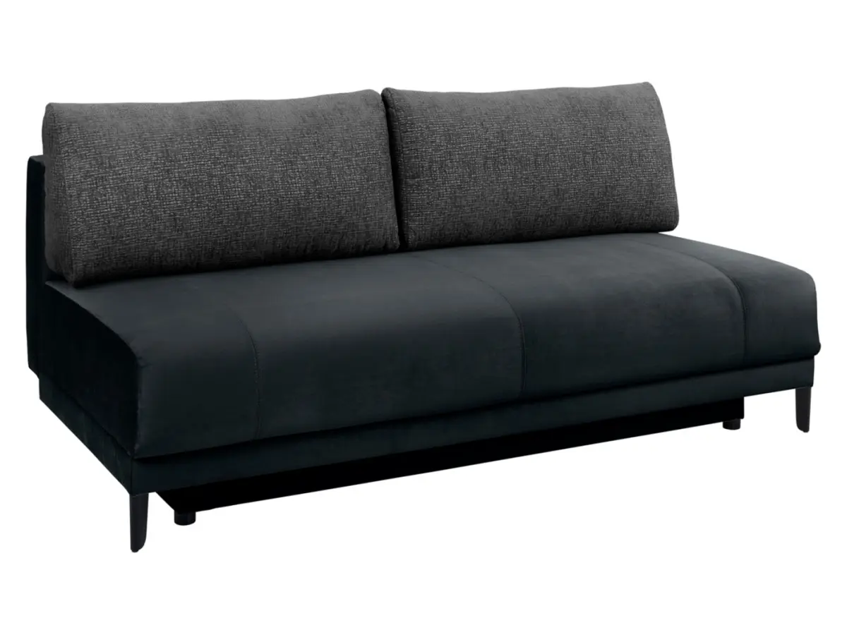 Sofá de tres plazas Sentila convertible con arcón negro