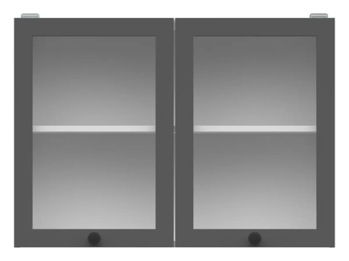 Armario de cocina superior Junona Line 80 cm de dos puertas con vitrina grafito