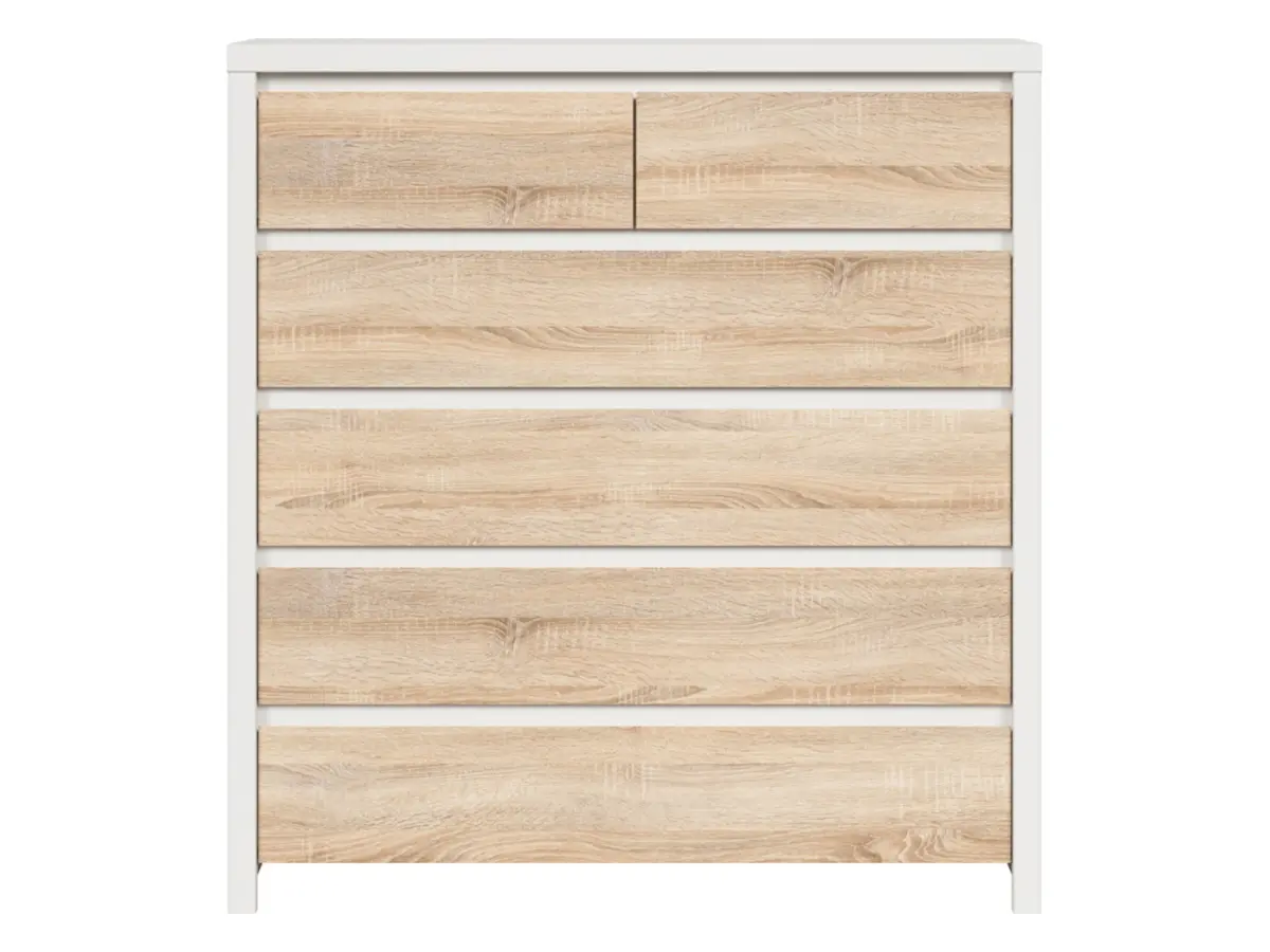 Cómoda Kaspian 105 cm con 6 cajones blanco/roble sonoma