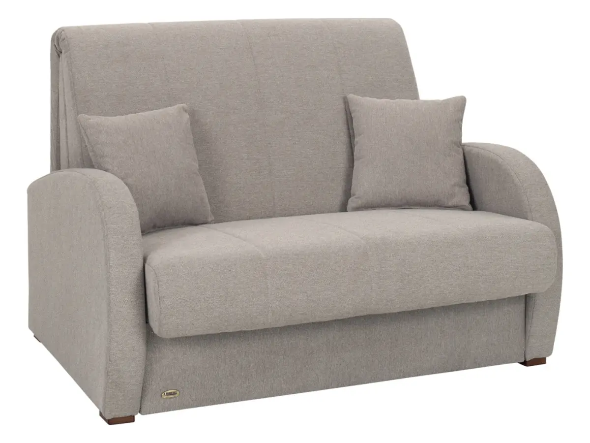 Sofá cama de dos plazas Poli con arcón beige