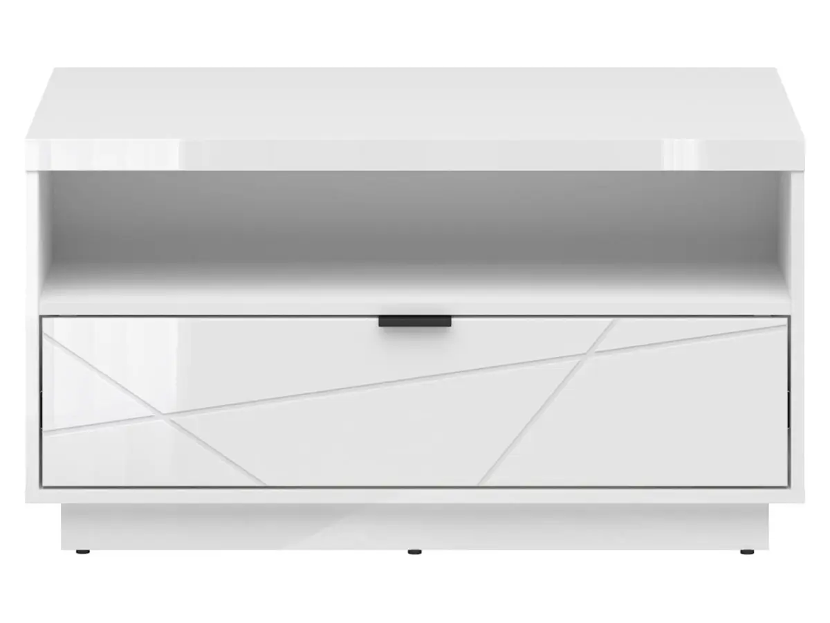 Mesa de centro Forn 90x60 con cajón blanco brillo