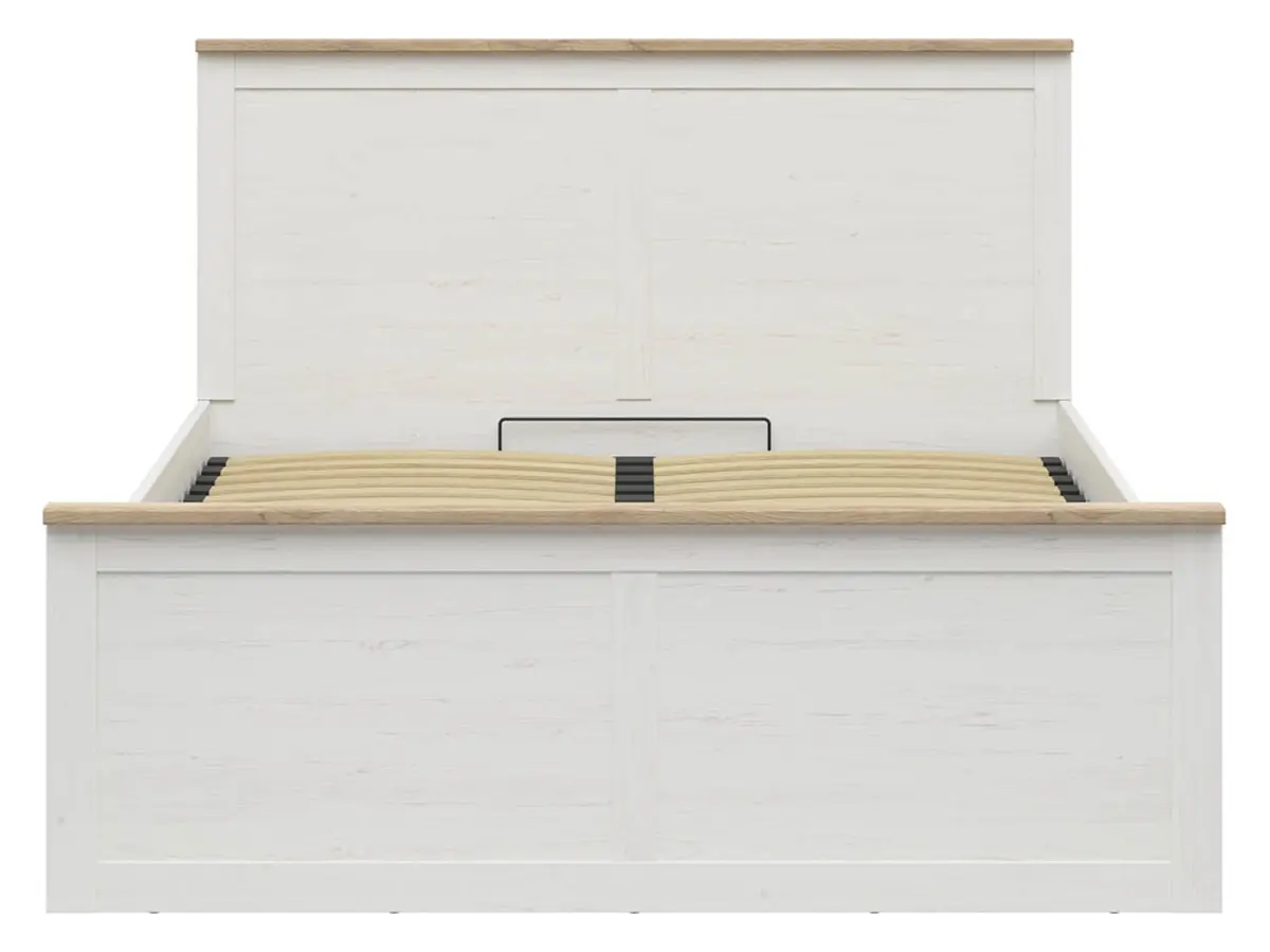 Łóżko Loksa B 160x200 ze stelażem i pojemnikiem sosna andersen biała
