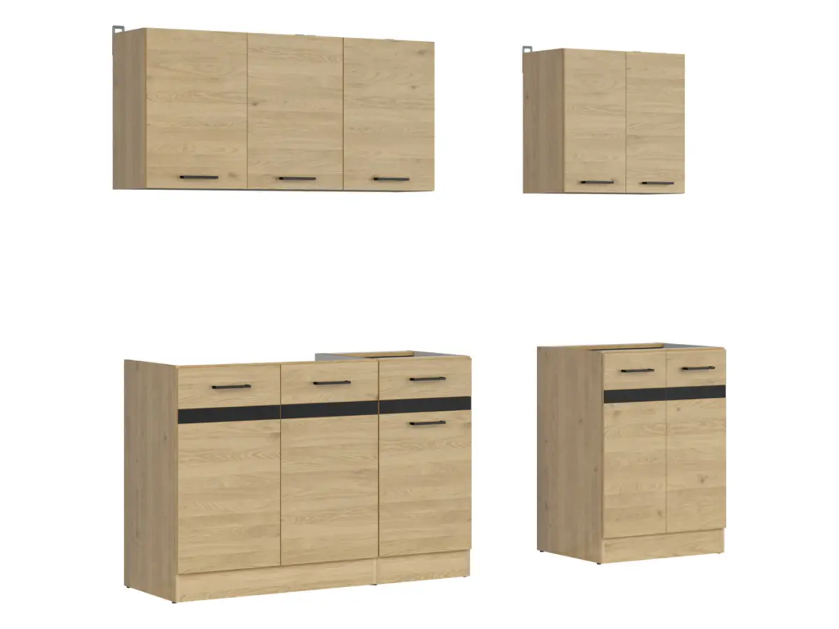 Conjunto de cocina Junona Line A 180 cm roble bernstein sin encimera