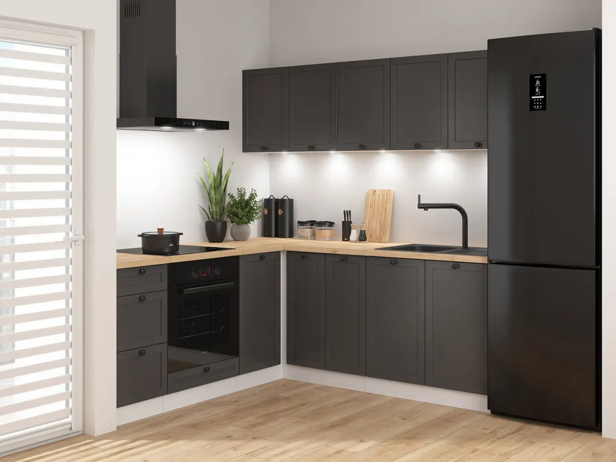 Conjunto de cocina rinconera Junona Line 200x200 grafito sin encimera