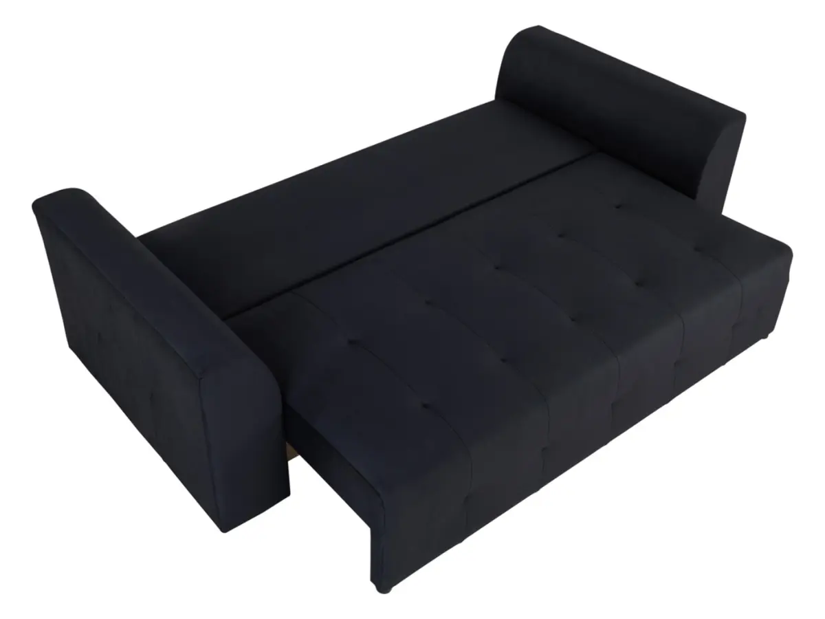 Sofá de tres plazas Royal IV convertible con arcón negro