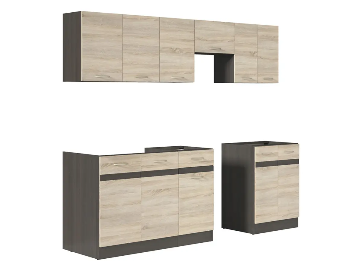 Conjunto de cocina Junona Line 230 cm roble sonoma con encimera