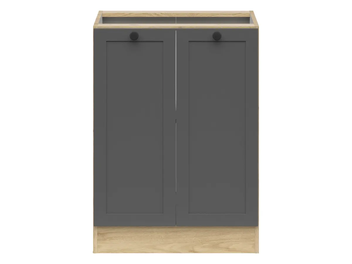 Mueble bajo de cocina Junona Line 60 cm con 2 puertas roble bernstein/grafito